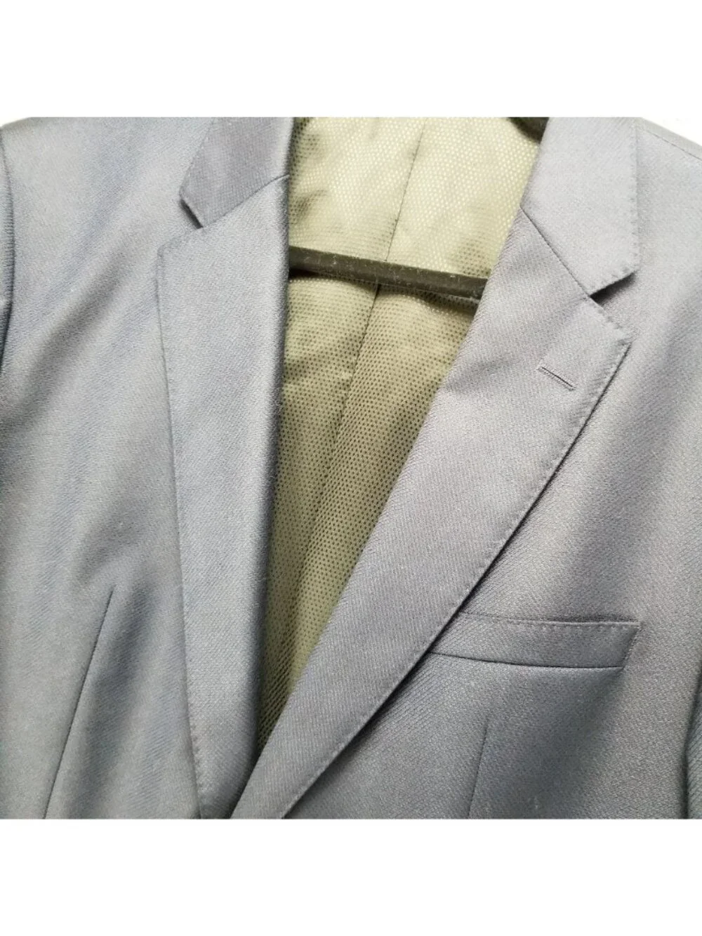 Hugo Boss Jacket Mens 40L Blue Virgin Wool Long Sleeve 2 Button Blazer *Read*